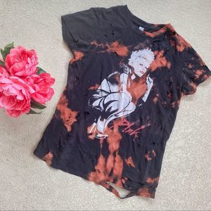 P!NK Black Grunge Upcycled Band T